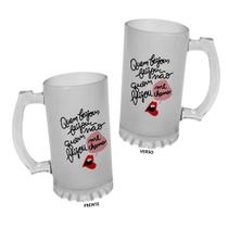 Caneca Chopp Vidro 475ml Quem beijou, beijou quem não beijou