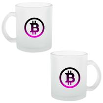 Caneca Chopp Vidro Jateado Bitcoin 325ml - 1 Unidade + Caixinha