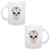 Caneca Chopp Vidro Jateado Caveira 325ml - 1 Unidade + Caixinha
