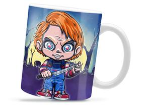 Caneca Chucky Halloween Divertida Porcelana Xícara 325ml + Caixa Presente