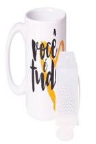 Caneca cilindrica 330ml com infusor de silicone love canecas voce e tudo 34821