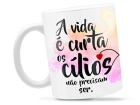 Caneca Cilios Divertida Porcelana Xícara 325ml + Caixa Presente