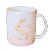 Caneca Coelho Rosa Florido Xadrez Vidro Opalino 350ML Caneca Coelho Rosa Florido Xadrez Vidro Opalino 350ML