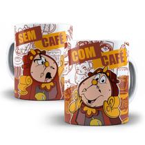 Caneca Cogsworth A bela e a fera Com Café Sem Café Porcelana