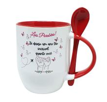 Caneca Colher Vermelha Amizade Personalizado Amizade Amiga Caneca Colher Vermelha Amizade Personalizado Amizade Amiga