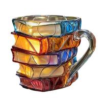 Caneca Colorida Em Resina 3D Com Design De Livro Empilhado 11oz, Caneca Pintada Para Amantes De Café Caneca Colorida Em Resina 3D Com Design De Livro Empilhado 11oz, Caneca Pintada Para Amantes De Café