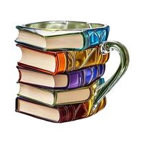 Caneca Colorida Em Resina 3D Com Design De Livro Empilhado 11oz, Caneca Pintada Para Amantes De Café Caneca Colorida Em Resina 3D Com Design De Livro Empilhado 11oz, Caneca Pintada Para Amantes De Café