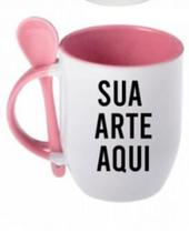 Caneca com Alça e fundo colorido e Colher Personalizada Caneca com Alça e fundo colorido e Colher Personalizada