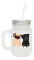 Caneca Com Canudo Pug Mason Jar Cachorrinho