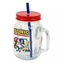 Caneca com Canudo Sonic 500ml em Vidro Sortida 1pç S015 - BBR Toys