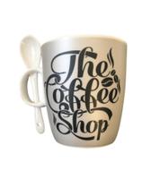 Caneca com Colher Cerâmica Coffee Cinza Claro 240ml Caneca com Colher Cerâmica Coffee Cinza Claro 240ml
