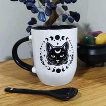 Caneca com Colher Gato Místico Caneca com Colher Gato Místico