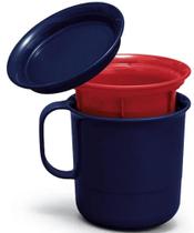 Caneca com Filtro 350ml para Chá (cuzcuz) Azul e Vermelho Tupperware
