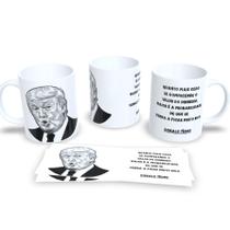 Caneca com Frases do Trump Humor e Política na Mesa