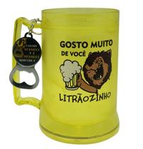 Caneca com Gel Congelante Amarelo Litrãozinho + Brinde Abridor 400ml
