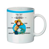 Caneca com ilustrações sobre o signo de aquário - sublime
