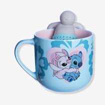 Caneca Com Infusor Disney Stitch Namorados 350ml
