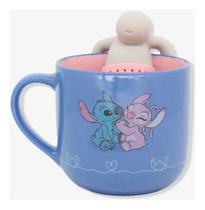 Caneca Com Infusor Para Cha Stitch E Angel Namorados 350ml