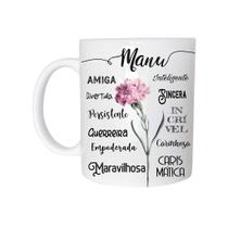 Caneca Com Nome Manu de Plástico Rígido