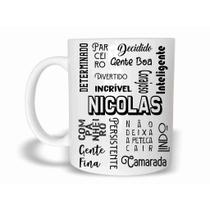 Caneca Com Nome Nicolas de Plástico Rígido