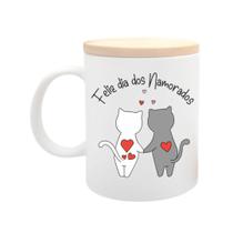 Caneca com Tampa Dia dos Namorados - Gato - Hoi Personalizados