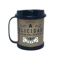 Caneca com tampa e bico classica e decorada moderna plastico Plasutil