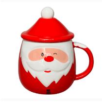 Caneca com Tampa e Colher Merry Christmas em Cerâmica 420ml MP1508 Caneca com Tampa e Colher Merry Christmas em Cerâmica 420ml MP1508