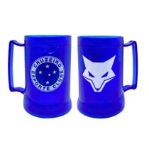 Caneca Congelável Cruzeiro Acrílico com Gel Térmico 400ml Licenciado Futebol Torcida Cerveja Drinks Cor:AzulNome do Des