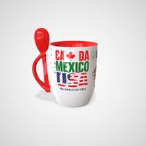 Caneca Copa Do Mundo 2026 Eua México Canadá Com Colher Personalizada Com Nome Caneca Copa Do Mundo 2026 Eua México Canadá Com Colher Personalizada Com Nome