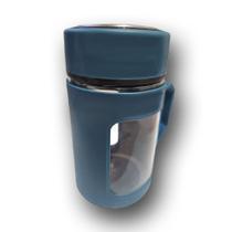 Caneca Copo Revestimento Plástico Tampa de Rosca 480ml Azul Cód. 2401