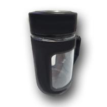 Caneca Copo Revestimento Plástico Tampa de Rosca 480ml Preto Cód. 2400