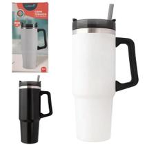 Caneca Copo Térmico 900Ml Aço Inox Com Tampa Canudo E Alça