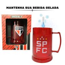 Caneca Copo Vermelho Gel 300ml Isolante Térmico Chopp Cerveja Clube Escudo São Paulo Oficial