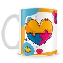 Caneca Coração Autista Personalizada em Porcelana Branca