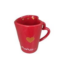 Caneca Coração cor Vermelho de Porcelana dia das Mães - Decore Casa