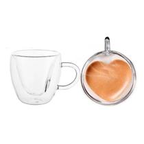 Caneca Coração Parede Dupla 80ML Vidro Borossilicato