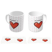 Caneca Coração Player 1 e Player 2 - Presentes Criativos Namorados