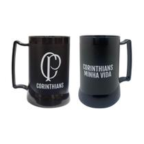 Caneca Corinthians Timão Acrílico com Gel Congelável Térmica 400ml Licenciado Futebol Torcida Cerveja Drinks