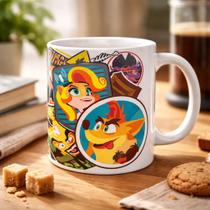 Caneca Crash Bandicoot Tawna Dr. Neo Periwinkl Uka Coco Branco Crash Bandicoot 2