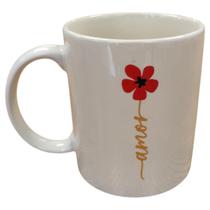 Caneca Creme Dizeres 300Ml Café Chá Escritório