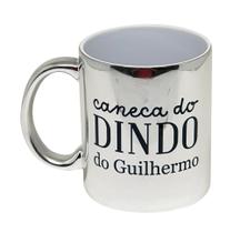 Caneca Cromada Prateada Espelhada Presente Dindo Padrinho