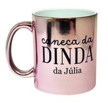 Caneca da Dinda Madrinha Cromada Rose Presente Personalizado