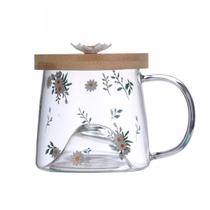 Caneca Daisy 330ml Borossilicato C/ Pires de Bambu 5705 Lyor Caneca Daisy 330ml Borossilicato C/ Pires de Bambu 5705 Lyor