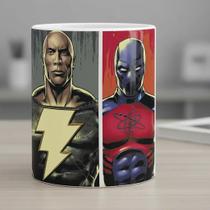 Caneca Dc Superman Flash Shazam Batman Coringa Arlequina Branco Adão Negro