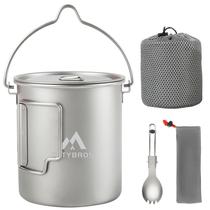 Caneca de acampamento THTYBROS Titanium 750 mL com garfo de titânio