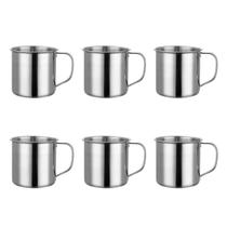 Caneca de Aço Inox Cafe Xicara 350ml Drink Bar Buffet 6un Caneca de Aço Inox Cafe Xicara 350ml Drink Bar Buffet 6un