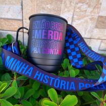 Caneca de aluminio Preto Fosco Então Bora com Tirante Personalizado Caneca de aluminio Preto Fosco Então Bora com Tirante Personalizado