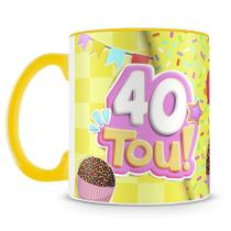 Caneca de Aniversário 40 Anos Rosa - Presente Ideal