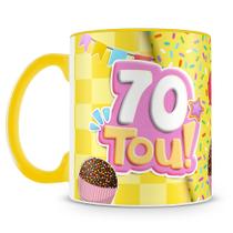 Caneca de Aniversário 70 Anos Rosa - Presente Especial