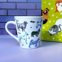 Caneca de Cachorro Raças de Cães 300ml Porcelana Presente Criativo